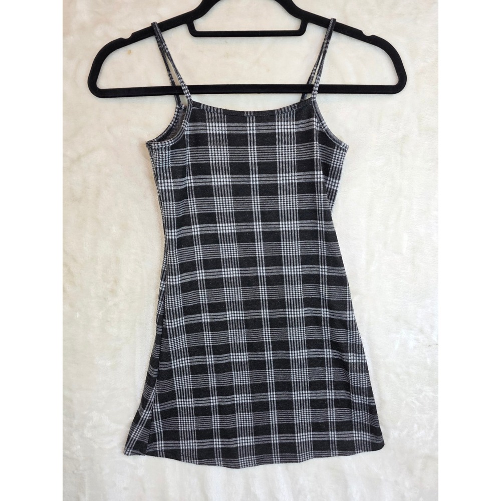 Popular 21 Girls Black White Plaid Spaghetti Strap Mini Dress Size S